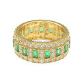 925 Silver 18K 14K 10K Gold Eternity Ring with White and Green Cubic Zirconia Stone Fashion Jewelry